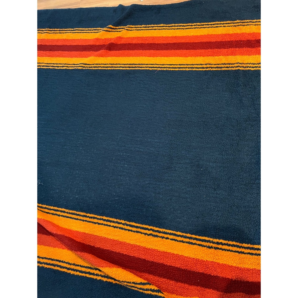 Pendleton Fleece Blanket Striped Camp Throw Navy Blue Large